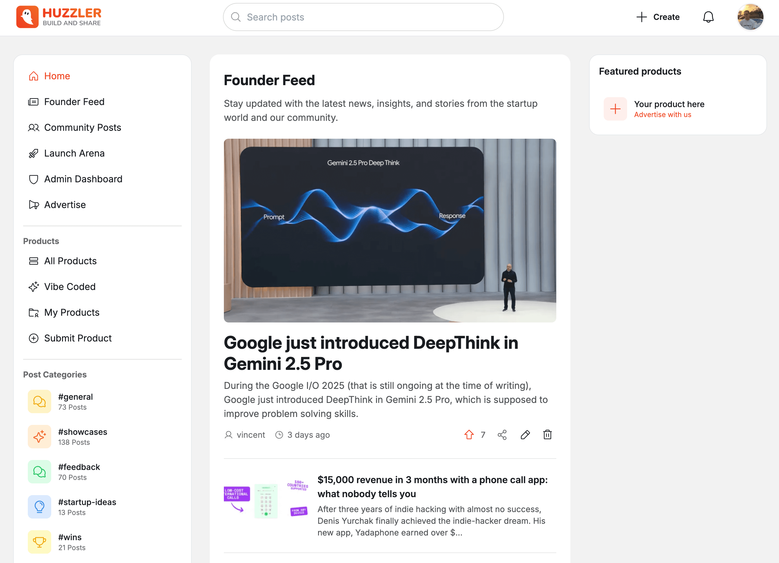 Screenshot of Huzzler